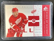 2002-03 SP Game Used Brett Hull Authentic Fabrics Jersey #/225 Red Wings