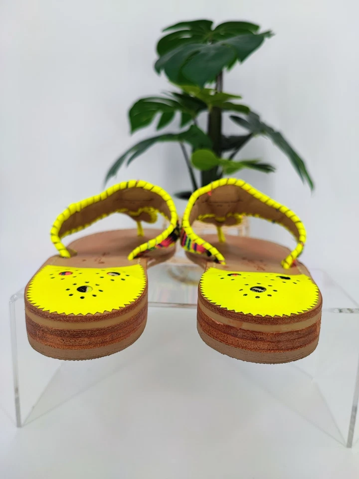 Jack Rogers Women's Kelly Yellow Leather Flip Sandals Size 7M US - Image 3 of 4