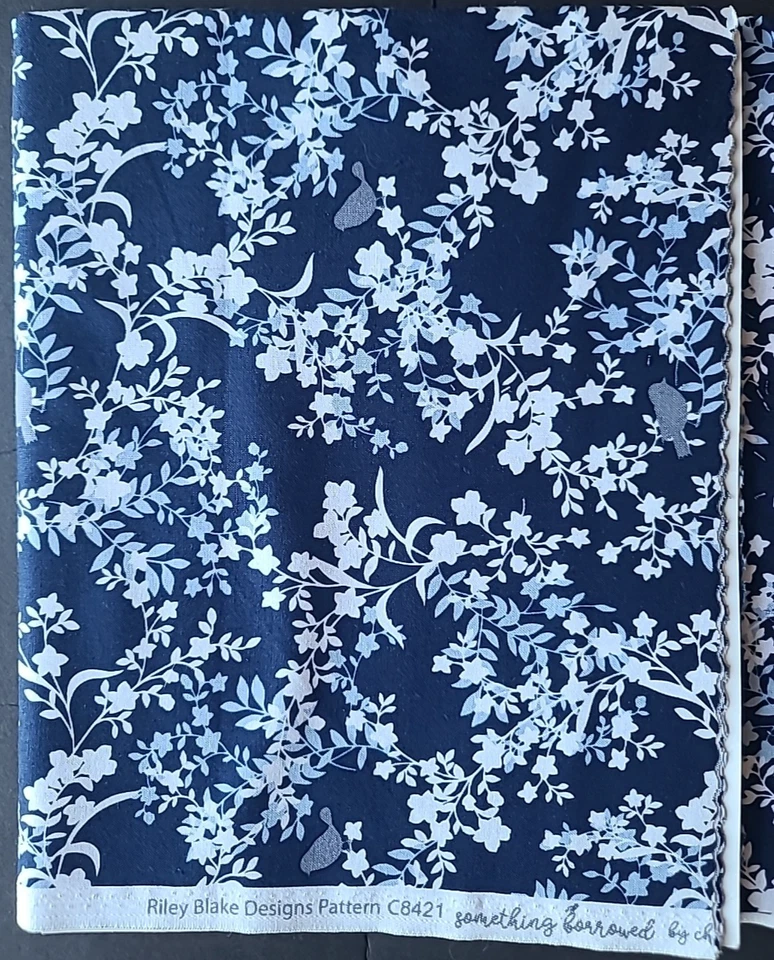 Tela de algodón Riley Blake Designs flores azules algo prestado 1 3/8 yardas Foto 2 de 4