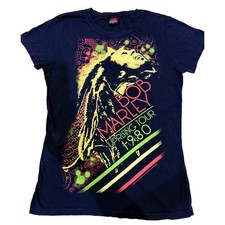 Zion Rootswear Bob Marley Uprising Tour 1980 Black Graphic T-Shirt Large