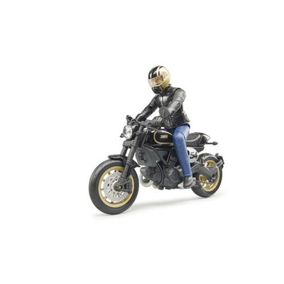 Bruder 63050 Scrambler Ducati Cafe Racer mit Fahrer, Maße: 18,9 x 4,4 x 15,2 cm,