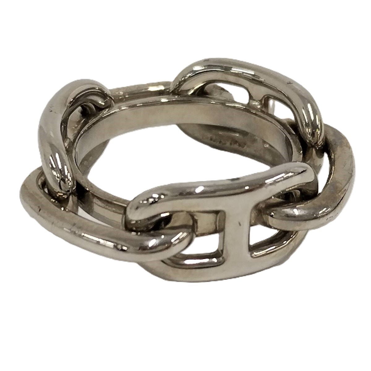 HERMES Chaine d'Ancre Scarf Ring Plated Silver