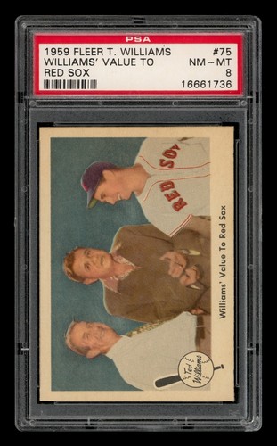 1959 Fleer Ted Williams Set-Break # 75 Williams' Value To Red Sox PSA 8 NM-MT