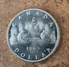 1963 uncirculated Canadian 80% silver dollar
