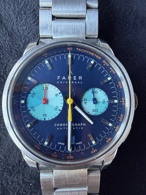 Rare Farer Cobb  Big Eye  Chronograph Automatic 39mm Watch with Steel Bracelet