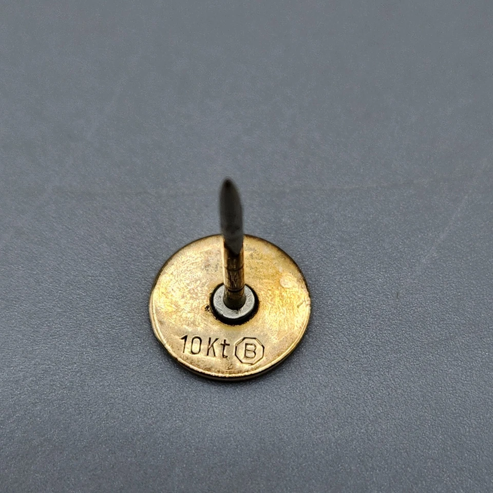 10K Gold Tie Tack Lapel Jacket Pin Fob Monogram M or W Hallmark B in Octagon - Image 4 of 4