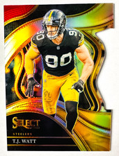 2023 Panini Select T.J. Watt Die Cut RED GOLD Prizm Card #217 Club Steelers!