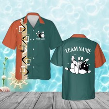 Retro Bowling Aloha Shirt Custom Personalized Summer Beach Vacation Gift