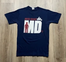 80s Vintage Harley Davidson Riders Against MD Navy Blue Double Sided T-Shirt