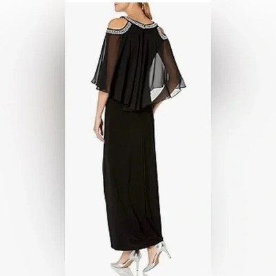 Alex Evenings Cold Shoulder Popover Dress - Black - 16