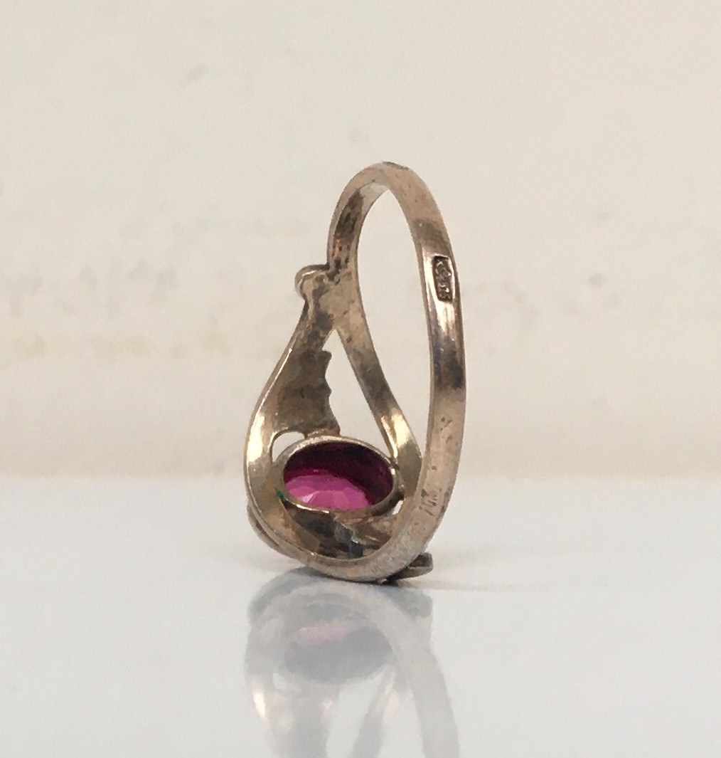 Ring № 77 Vintage Soviet Red Ruby Ring Silver Rin… - image 12