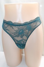 PRIMARK Green See Through Panties: Dot Mesh Floral Lace Cheeky Brief Panties M