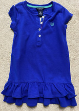 Chaps Toddler Girls Blue Dress Short Sleeve Ruffled Hem Size 2T New