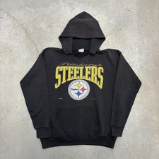 Vintage 90s NFL Pittsburgh Steelers Spellout Nutmeg USA Hoodie Large
