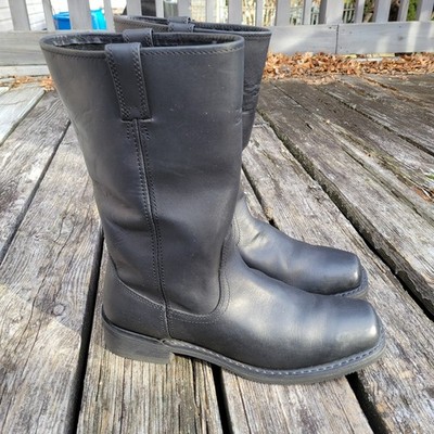 Harley Davidson Black Leather Pull-On Knee High Motorcycle Boots sz 13 M