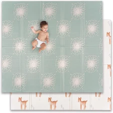 JumpOff Jo Baby Play Mat, Foam Padded, Foldable, XL, Oh Deer, (70"x 77")
