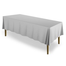 10 Pack 70" x 120" Rectangular Polyester Fabric Tablecloths for Wedding - Silver