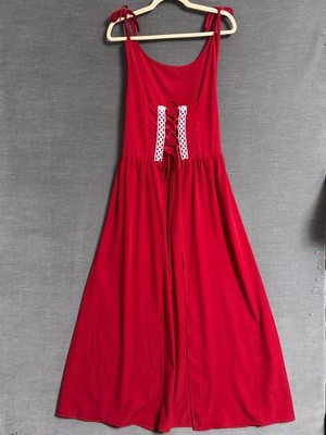 Renaissance Over Dress M L Lace Up Adjustable Red Embroidered Long Ren Fair