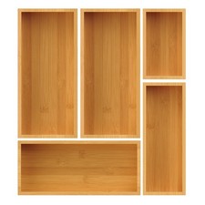 Bayting Bamboo Drawer Organizer Set, 5-Piece Storage Trays for Large, bamboo