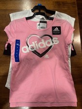 Adidas Girl  s Graphic Shirts Shorts 3 PIECE SET BLACK/PINK 7 NWT