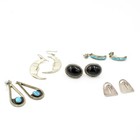 Southwest Sterling Silver Turquoise Black Onyx Moon Earring Lot of 5 #S5036-1 — photo 2