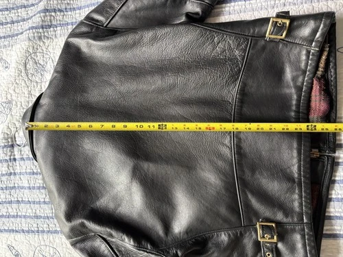 Schott 681 Leather Single Rider Jacket Size 44 Black Collar Flannel Tartan Lined image 5