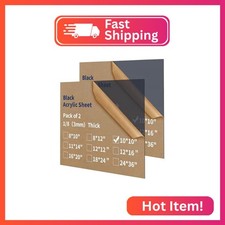 Gdhwxcl 1/8 Thick 10 x 10 inch Acrylic Sheets - 2 Pack Plexiglass Sheets - Black