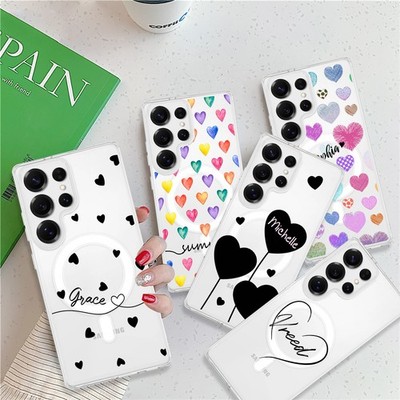 Magnetic Heart Custom Name Cover Phone Case For Samsung A07 A57 A17 S24 S25 S26+