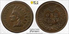 1877 Indian Head Cent 1C PCGS F12 Green CAC Key Date #9912