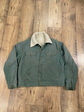 Vintage Green Western Trucker Jean Jacket Sherpa Lined Made in USA 60s 70s