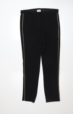 Belair Damen schwarz schmal mittelhoher Bund Hose Größe 12 Stretch gerades Bein