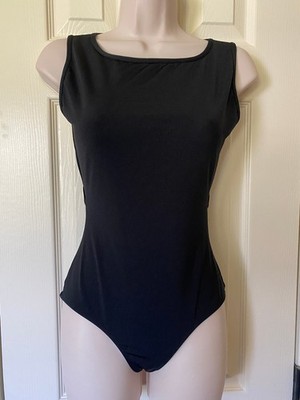 Mariia Leotard Adult Large Black Open Back Snap Ballet Dance Full Front Lined