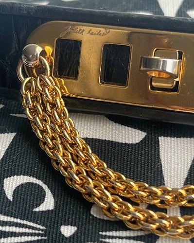 Luxurious Judith Leiber Black Alligator Skin Belt with Gold Swag Buckle - Picture 6 of 8