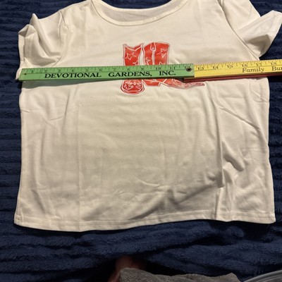 Women s Y2K  Graphic Tee White W: Red Boots Medium