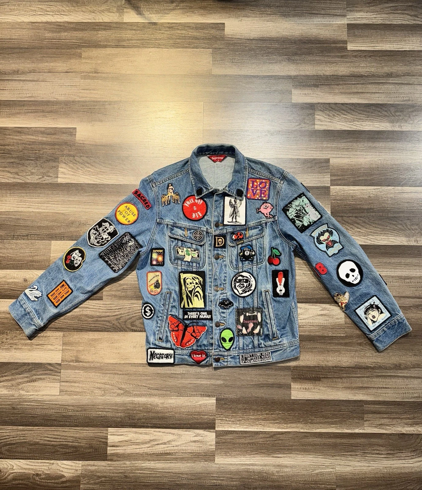 Veste camionneur en jean bleu Supreme Patches taille M