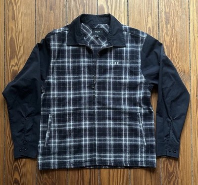   HUF Jacke Gr. S schwarz kariert Skateboard Übergangsjacke Blouson