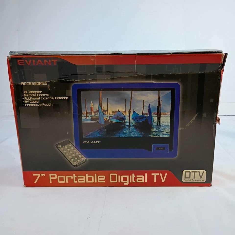 Eviant T7 7" LCD Portable Digital LCD TV with AC Adaptor Remote External Antenna - Image 3 of 4