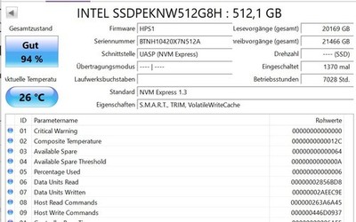 Intel 660p 512GB M.2 NVMe SSD PCIe 3.0 x4 2280 | 94% Health | Tested SSDPEKNW512