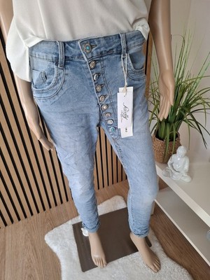   Jewelly BAGGY Boyfriend Jeans Hose m Knopfleiste JP2616
