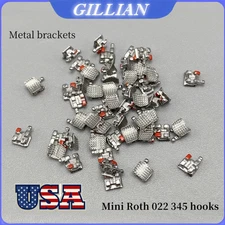 100pcs Dental Ortho Bracket Braces In Bulk Mini Roth 022 Slot Hooks 345 Metal