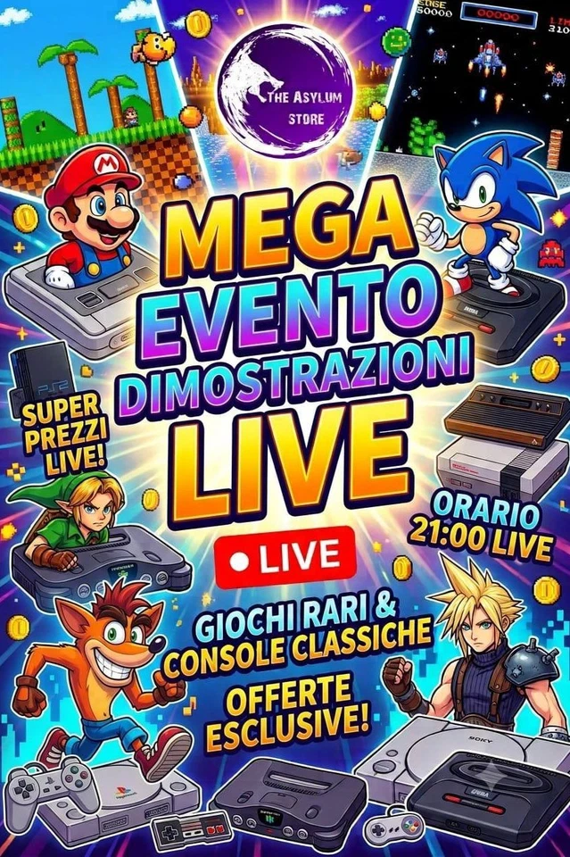 ⚡️EVENTO LIVE: CON DIMOSTRAZIONE CONSOLE, VIDEOGIOCHI E ASTE!