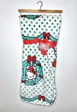 Sanrio Hello Kitty Polka Dot Wreath Christmas Throw Blanket 60in x 70in