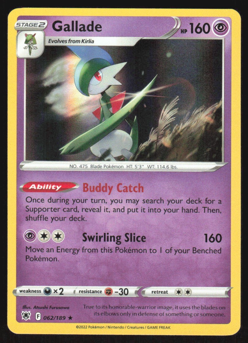 2022 Pokemon Astral Radiance Holo Gallade #062/189 Rare