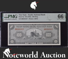Viet Nam South National Bank 100 Dong ND (1955) P 8a UNC PMG 66 EPQ 3rd TOP POP