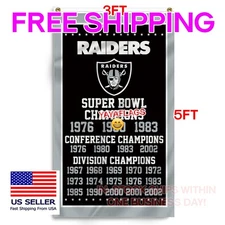 Oakland Raiders Las Vegas 3x5 ft Flag Champions NFL  Banner FREE Shipping