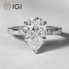IGI 4.50 CT E VS2 Pear Cut Lab Grown Diamond Engagement Ring Platinum 900