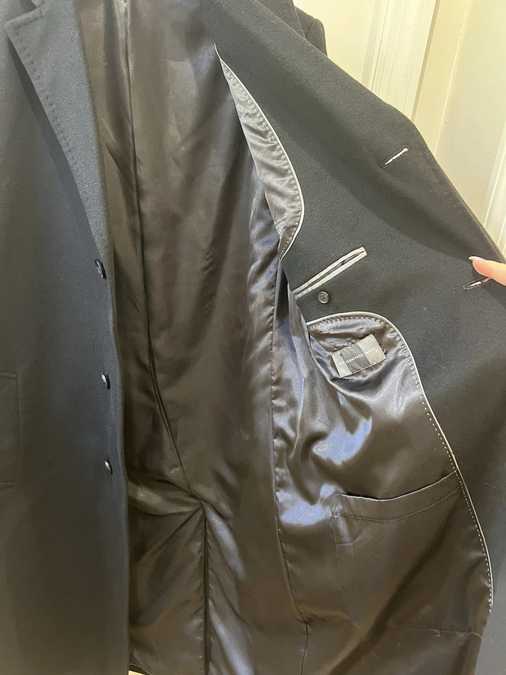 Abrigo Hart Shaffner & Marx 40R de colección negro 100 % cachemir de un solo pecho Foto 3 de 4