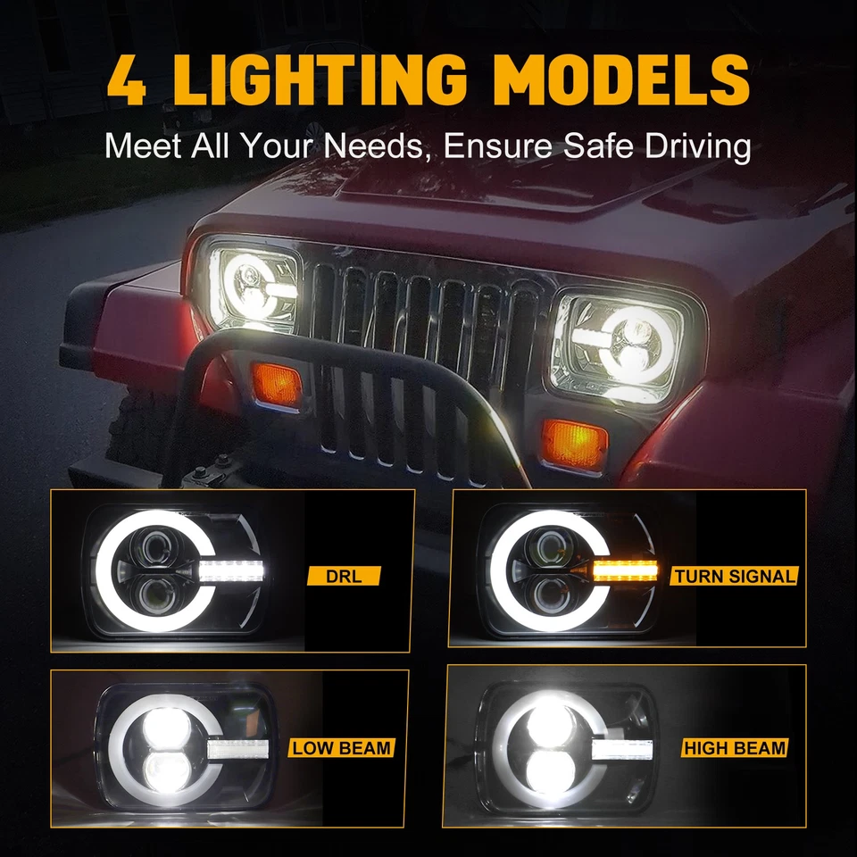 Faro LED halo DRL 5X7" 7X6" para camioneta Chevy El Camino 1978-1981 Malibu LUV Foto 4 de 4