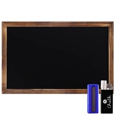 11" X 17" Torched Brown Solid Wood Frame Wall Chalkboard, Magnetic Surface, H...