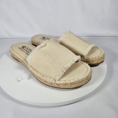 BOBS from Skechers Memory Foam Espadrille Fringe Slide Sandals - Women's 6 NWOT